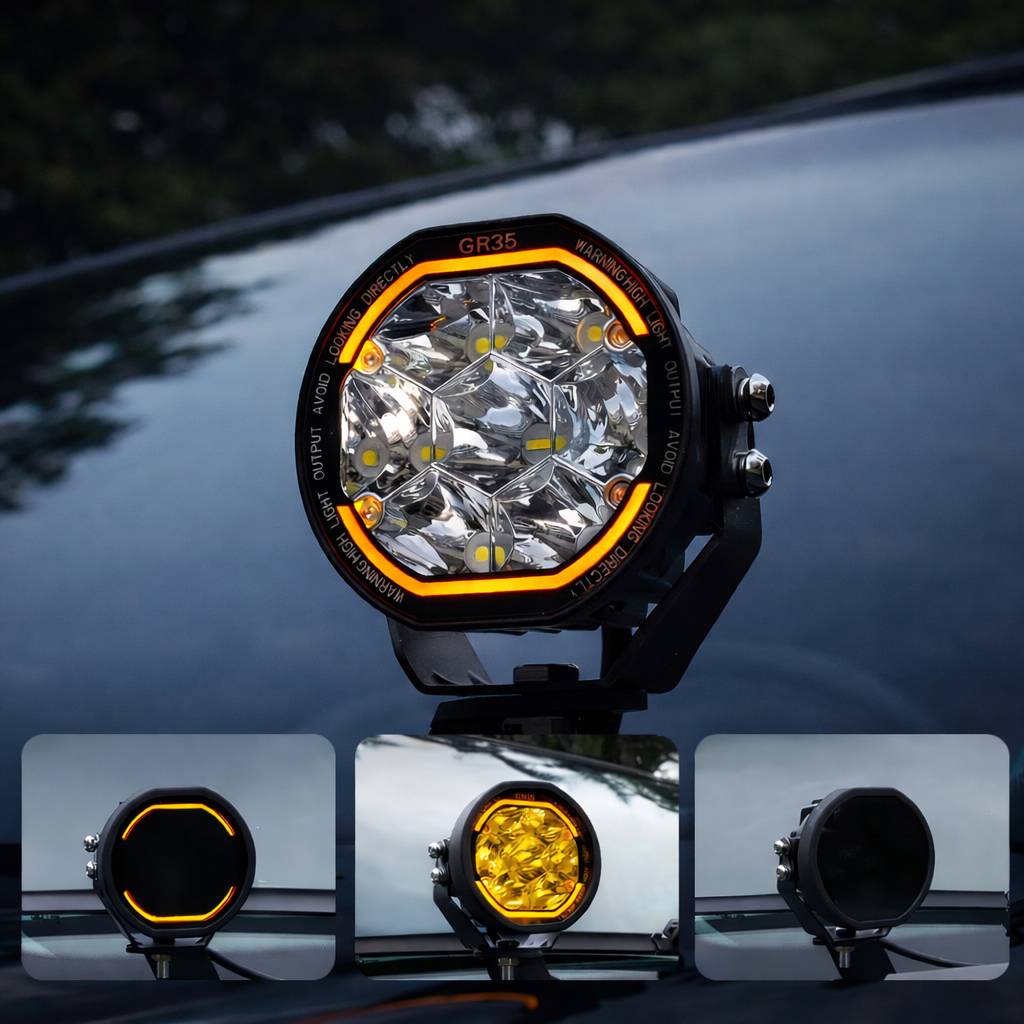 35W 3.5″ Heavy Duty LED Driving & Work Lights (Pair) White & Amber for Off-Road, 4x4 & Work Trucks