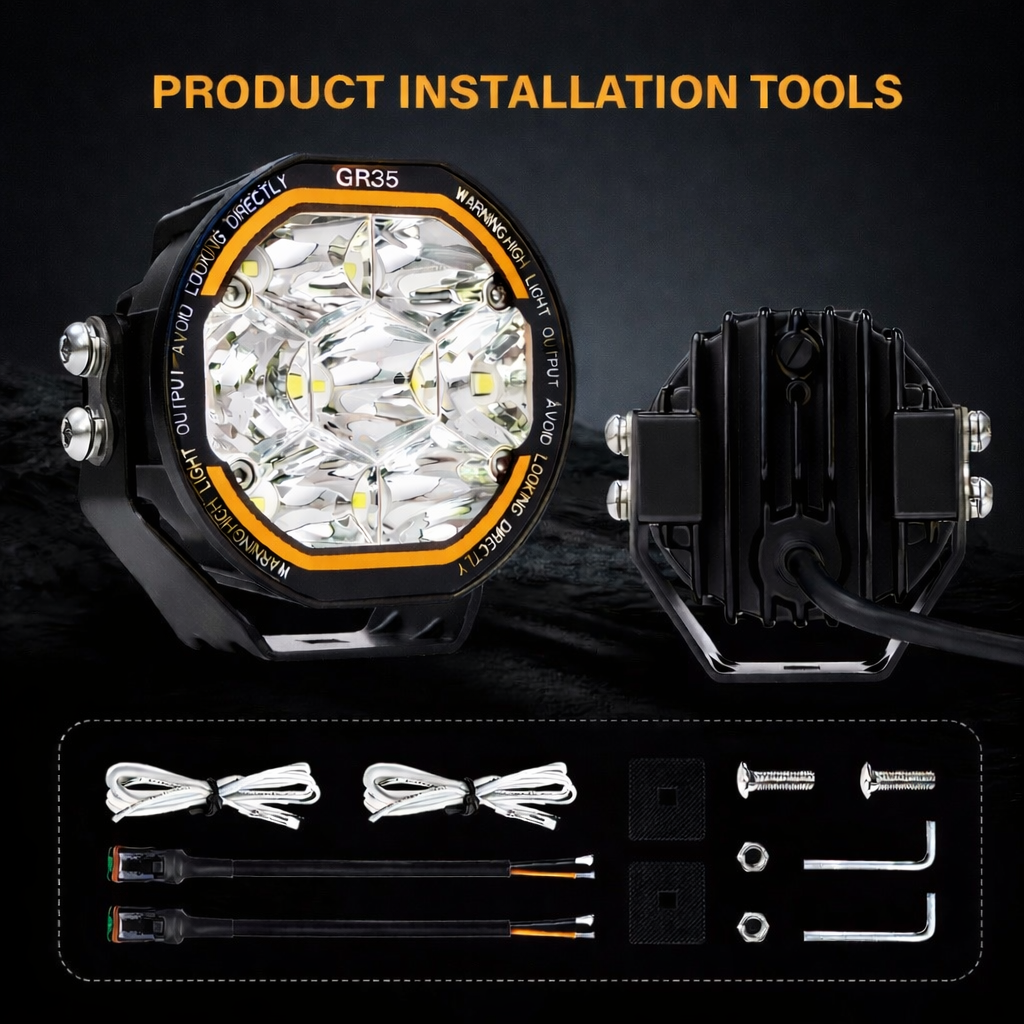 35W 3.5″ Heavy Duty LED Driving & Work Lights (Pair) White & Amber for Off-Road, 4x4 & Work Trucks