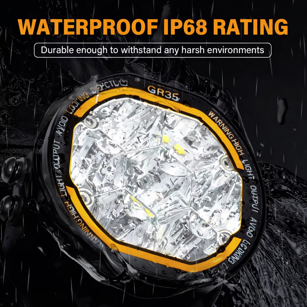 35W 3.5″ Heavy Duty LED Driving & Work Lights (Pair) White & Amber for Off-Road, 4x4 & Work Trucks