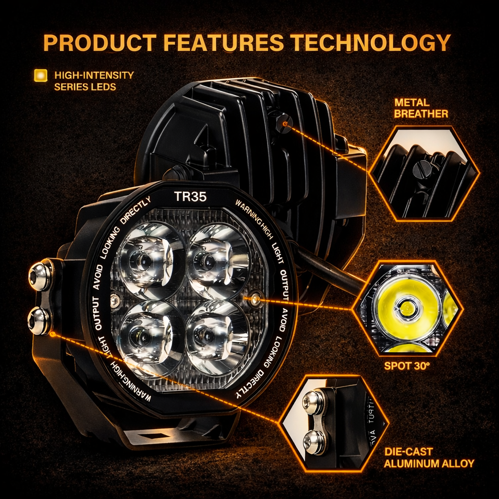 3.5″ White Waterproof LED Fog & Driving Lights (Pair) – Auxiliary Off-Road Lighting