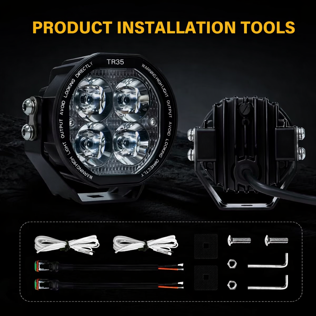 3.5″ White Waterproof LED Fog & Driving Lights (Pair) – Auxiliary Off-Road Lighting